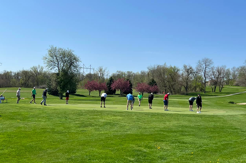 line of players on range